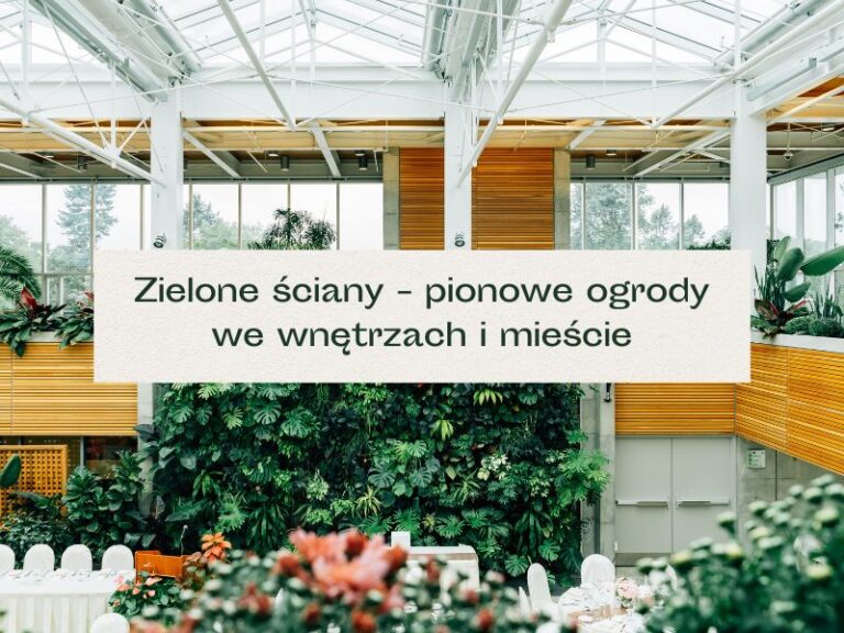 Ściana w budynku biura w całości pokryta zielonymi, tropikalnymi roślinami